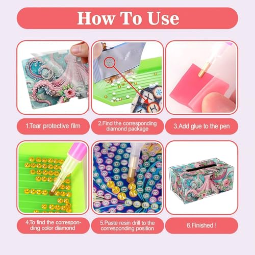 LSQFS DIY Diamond Art Tissue Box Kit,Ideal Handmade Gift - color: Octopus