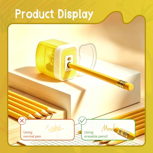 12 Pcs Yellow Pencils with Eraser for Kids HB Erasable Pencils Pre-Sharpened Professional Wooden Pencils Set, Ideal for School Writing, Drawing, Sketching, Coloring and Creative Projects(Yellow) - color: Yellow