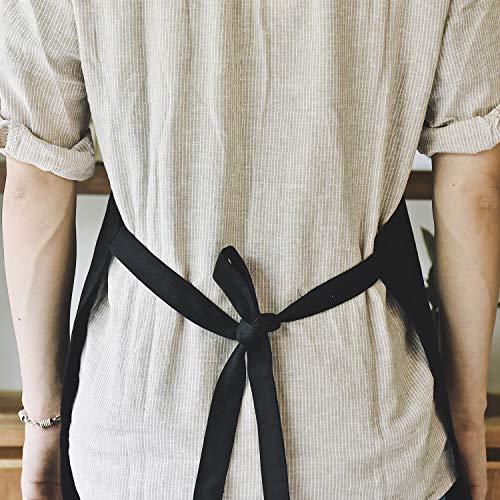 Art & Kitchen Apron for Painting Pottery Cooking, Waterproof | Apron for Men Women with Pockets, Adjustable Snap Strap, Canvas Cotton, Smock Bib Apron for Artist Ceramics Chef, Green - color: Black