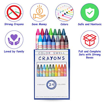 Color Swell Bulk Crayons, 10 Packs, 24 Colors Per Pack (240 Total) - size: 10 Pack | 240 Crayons