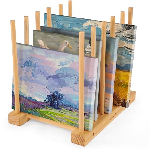 Tabletop Art Storage Rack - Wooden Drying & Display Rack with Adjustable Slots for Organizing Canvas, Prints, Artwork, Panels, and Posters - Ideal Organizer for Studios & Galleries - size: Desktop Art Rack