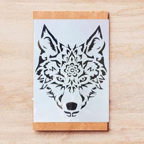 TIAMECH A4 Reusable Mandala Wolf Head Stencil for Painting - style: Mandala Wolf