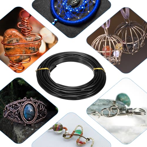 PATIKIL 32.8ft Aluminum Wire, 1pcs Jewelry Wire Aluminum Craft Wire 3mm 9 Gauge Wire Metal for Jewelry Making Beading Crafting Pendants Art, Black - color: Black, size: 3mm