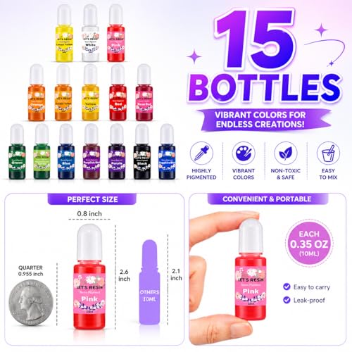 LET'S RESIN Epoxy Resin Dye,15 Color Translucent Epoxy Resin Pigment - size: 15 Colors