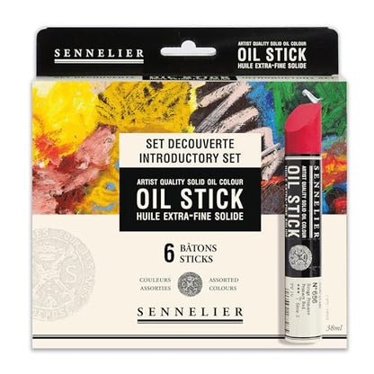 SENNELIER Oil Stick Set, Basic Introductory Colors, 6 Artist Quality Sticks, 38ml