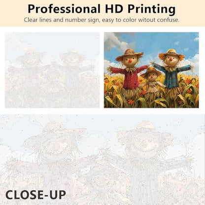 TUMOVO Paint by Numbers Craft Kit for Adults Scarecrow in the Field | scarecrow 16x20 inch unframed canvas, easy to follow, pre-numbered, no painting skills needed, acrylic paints included. - color: Scarecrow