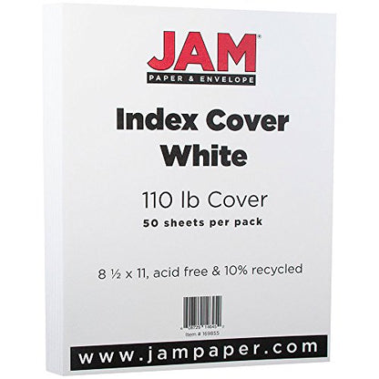 JAM PAPER Vellum Bristol 110lb Cardstock - 8.5 x 11 Letter Coverstock - White Vellum- 50 Sheets/Pack - color: White, size: 8.5" x 11"