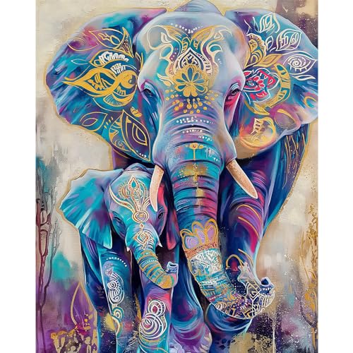 Natuyalo Animals Paint by Numbers Kit for Adults - Elephants Family Paint by Number on Canvas Without Frame, DIY Acrylic Painting for Ideal Gift Home Wall Decor (16x20 Inch) - color: ART-08