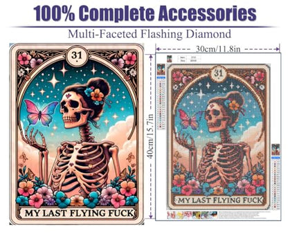 GQYCZZ Skull Diamond Art Kits for Adults，Tarot Skull Last Flying Diamond Painting Kits for Beginners, Round 5D Paint with Diamonds Pictures Gem Art Painting Kits DIY Adult Crafts Kits 12x16inch - color: ZZ31-30X40