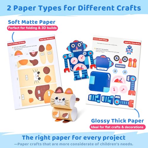JoyCat Zero-Prep Craft Kit for Kids Ages 4-8, 23-Project Craft Box | All-in-one craft box includes 23 projects, safety scissors, diamond art and an LED light-up 3D craft for creative play.
