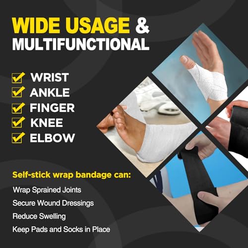 OK TAPE 24 Rolls Self Adhesive Bandage Wrap, Cohesive Elastic Athletic Tape - color: Black, size: 2 Inch-24 Pack