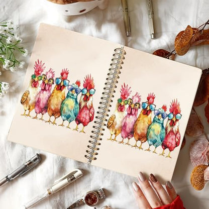 LIANGW Funny Chicken Notebook Journal Gifts for Funny Chicken Lovers | Cute Animal Notebook Journal for School Women Teen Girls Kids, Hardcover Spiral Notebook 5.5x8.3 Inch - color: 01-funny chicken (kids)