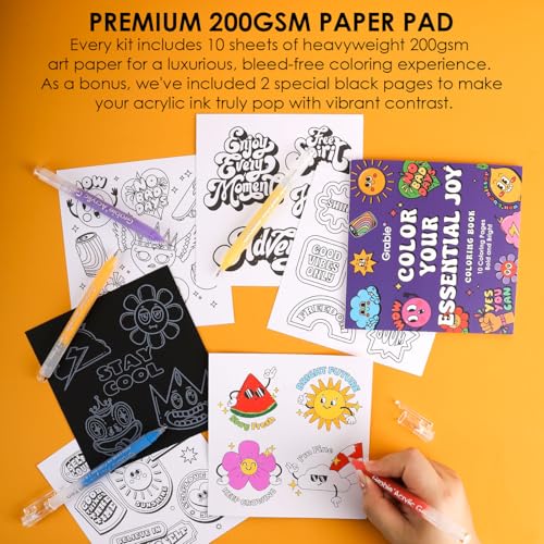 Grabie Acrylic Gel Pens Coloring Kit with Book, Pack of 12 Dessert Colors - color: Dessert Colors