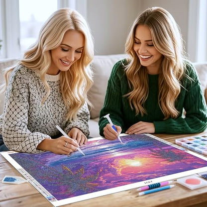 YOYA Large Diamond Art Kits for Adults, Beach Landscape, 27.5 x 15.7 Inch - color: Beach Sunset 025