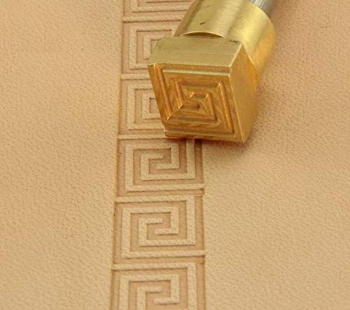 DandS ltd Leather Stamp Tool, Greek Key, Professional Steel Craft Tool for Leatherworking, Embossing, Carving & Stamping Leather Projects, Belts, Wallets & DIY Projects Compatible with Mallet #196 - color: Greek key 0.39" x 0.35"