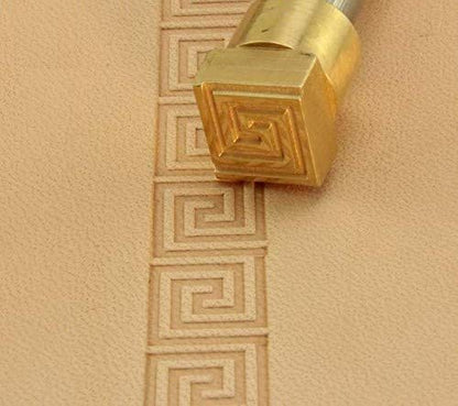 DandS ltd Leather Stamp Tool, Greek Key, Professional Steel Craft Tool for Leatherworking, Embossing, Carving & Stamping Leather Projects, Belts, Wallets & DIY Projects Compatible with Mallet #196 - color: Greek key 0.39" x 0.35"