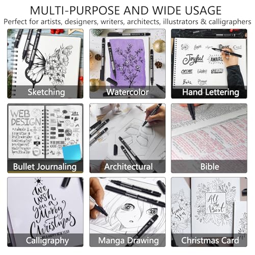 MARTCOLOR Micro Pen Fineliner Pens, 10 Size Black Archival Ink Pens