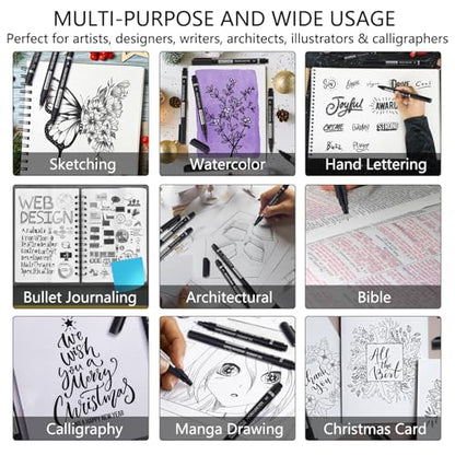 MARTCOLOR Micro Pen Fineliner Pens, 10 Size Black Archival Ink Pens