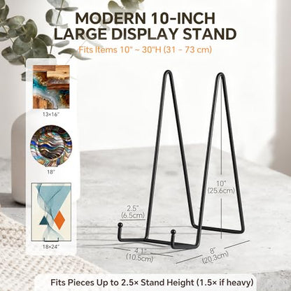 Artliving Metal Plate Stands for Display - 10-Inch Tabletop Holder for Large Decorative Platters, Frames, Plaques, Paintings - Black Iron Display Easels - 2 Pack - size: 10“（2 pack）