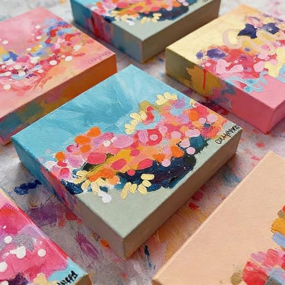 AUREUO 5x5 Inch Gallery Wrapped Canvas - 1.5 Inch Depth 4 Pack - 10 Oz Triple Gesso Primed 100% Cotton Square White Artist Canvases for Acrylic & Oil Paints - size: 5"x5" Gallery