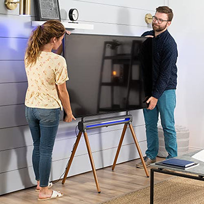 VIVO Artistic Easel 49 to 70 inch LED LCD Screen, Studio TV Display Stand with RGB Lighting, Adjustable TV Mount with 4 Wooden Legs, STAND-TV70D
