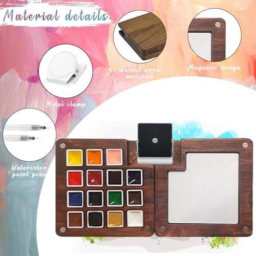 Travel Watercolor Paint Set - Pocket 15-Color Mini Kit with Sketch Pad - color: 15 Colours with Watercolorbook 3.14in