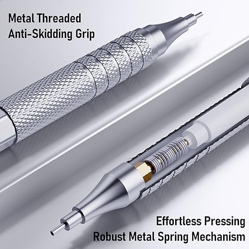 Four Candies Mechanical Pencil Set with Cute Pencil Case + Mechanical Pencil Set Silver