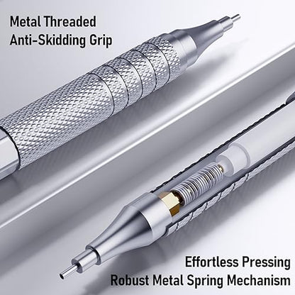 Four Candies Mechanical Pencil Set with Cute Pencil Case + Mechanical Pencil Set Silver