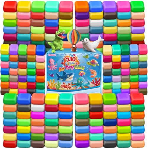 ESSENSON Air Dry Clay 210 Colors, Modeling Clay for Kids | DIY Molding Magic Clay, Includes Tools, Toys Gifts for Age 3 4 5 6 7 8+ Years Old Boys Girls - color: 210 Colors