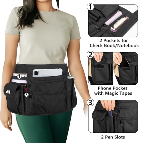 Rexmica Waitress Server Apron Half Waist Apron with Pockets for Women Men