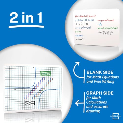 SCRIBBLEDO XY Axis Coordinate Graph White Boards 9x12, 5 Pc Erasers Include | Easy to Clean No Ghosting, Eraser Included Budget Friendly Set , Robust Hardboard, For Math Geometry Graphing and Stem - size: 9x12 Inch