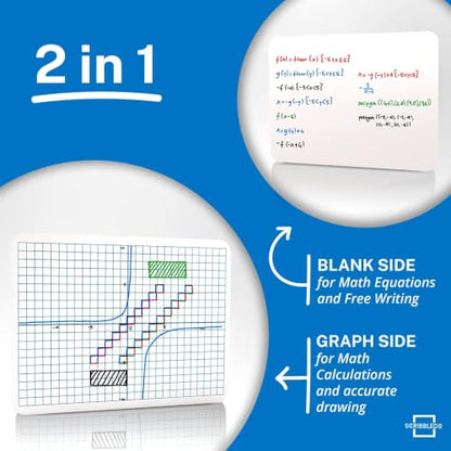 SCRIBBLEDO XY Axis Coordinate Graph White Boards 9x12, 5 Pc Erasers Include | Easy to Clean No Ghosting, Eraser Included Budget Friendly Set , Robust Hardboard, For Math Geometry Graphing and Stem - size: 9x12 Inch