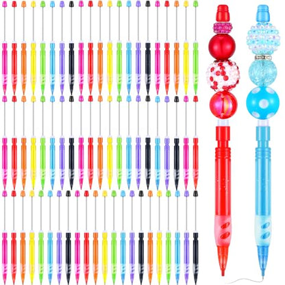 64 Pcs Beadable Mechanical Pencil Back to School Pens Mini Drawing Beadable Pencil Pencils with Silicone Hand Guard for Writing Drawing Sketching DIY Crafting