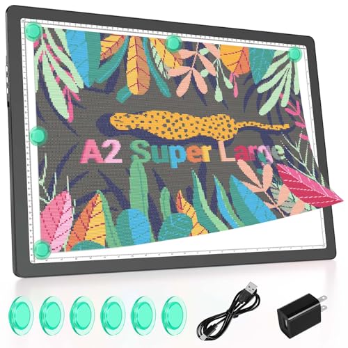 Rechargeable A2 Extra Large Diamond Art Light Pad with Magnetic Attraction | 25.2"x18.4" Bawaslom LED Light Board with 5000mAh Battery,Lightbox for Diamond Painting,Tracing,Drawing,Vinyl Weeding - color: Black, size: A2