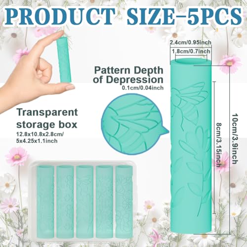 ACRNIGHEET 5 Pcs Polymer Clay Texture Roller, Bee Themed Embossing Rollers Pottery Stamp, Like Texture Sheets Work with Polymer Clay Cutters, Clays Jewelry Making Kit with Storage Box - color: Bee