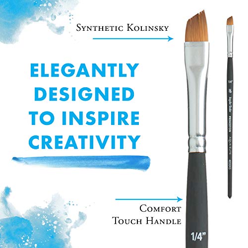 Princeton Aqua Elite, Series 4850, Synthetic Kolinsky Watercolor Paint Brush,Angle Shader, 1/4 Inch - size: Size 1/4