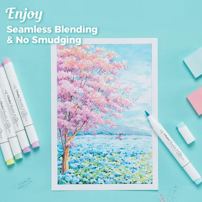 Ohuhu 9"x12" Double-Sided Bleedproof Marker Pad Art Sketchbook 50 Sheets | Large Sketch Book - 160 LB/280 GSM Smooth Drawing Paper - 50 Sheets/100 Pages - Spiral-Bound Sketch Pad for Alcohol Markers - size: 9" x 12"