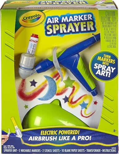 Crayola Air Marker Sprayer Airbrush Kit, Gift for Kids Age 8, 9, 10