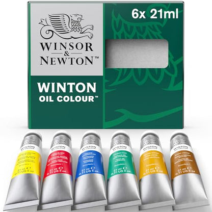 Winsor & Newton Winton Oil Color Paint, Intro Set, 6 x 21ml Tubes, Multicolor, 0.73 Fl Oz (Pack of 6) - style: Intro Set - 6 x 21ml