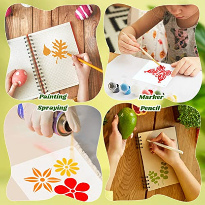 Fainne 100 Pcs 2 Inch Flowers Stencils Small Stencils for Painting | Reusable Craft Stencils, DIY Scrapbook, Wood Wall Fabric Rock Chalkboard Sign Painting, Home Art Decor Projects - style: Flower, Plants