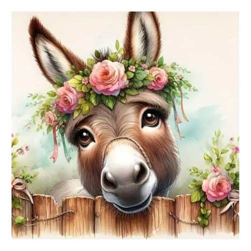 hill froeistung 5D Donkey Diamond Art Painting Kits for Adults | Animals Diamond Art for Beginners, DIY Full Drill Flower Diamond Art Painting(12X12 inch) - color: HF-A059