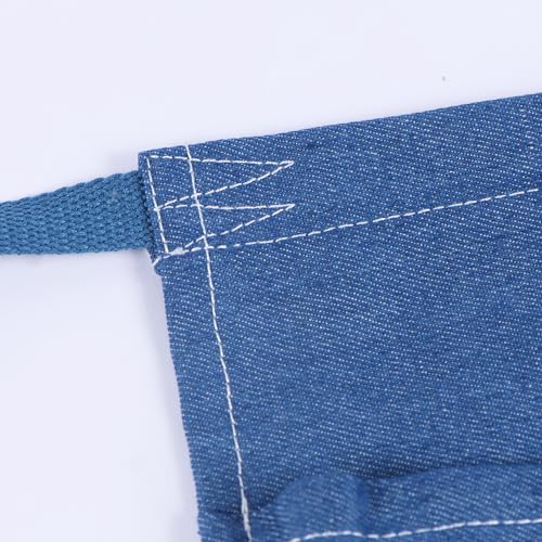 Server Apron with 5 Pockets - Rivet buckle Unisex Short/Half Waiter Waist Short Apron - color: Blue6