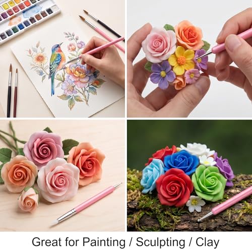 5 PCS Nail Art Sculpture Pen Dual-Ended Nail-Art Sculpture Pen Dotting Tools Nail Art Dotting Tools Pink Dual-Head Resin Nails-Art-Tools Silicone Nails Polish Brushes Modeling Painting Tool DIY Arts - color: pink