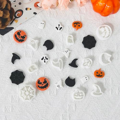 Xaekicr 10PCS Halloween Polymer Clay Cutters Set - Pumpkin Ghost Witch Hat Spider Web Shapes for DIY Earrings - Clay Cutters Clay Earring Cutters Clay Tools - color: F color