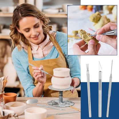 Yayatty Polymer Clay Tools, Acrylic Clay Roller, Acrylic Sheet, Rotary Cutting Mat, Round Polymer Clay Cutters with Clay Slicer Blade for Pottery and Sculpture, 42 PCS - color: 27 PCS