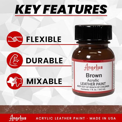 Angelus Acrylic Leather Paint, 1 oz., Brown - color: Brown, size: 1 Fl Oz (Pack of 1)