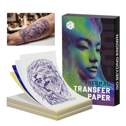 GBK Tattoo Transfer Paper,100 Sheets A4 Size,Tattoo Thermal Stencil Paper for Tattoo Transfer Kit Tattoo Supplies,New and Improved Formula,Travel Tattoo Transfer Paper (100 Sheets)