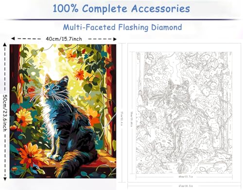 ZTOTZ Cat Paint by Numbers Kit for Adults,Animal Cat Paint by Number Kit Canvas, DIY Window Flower Paint by Numbers Easy for Living Room Decor Gift 16x20 Inch - color: A-002-window cat