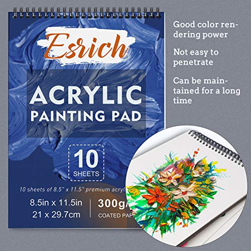 ESRICH 57PCS Acrylic Paint Canvas Painting Kit with 24 Paints | Acrylic Paint Set, Easel, Canvas, Painting Pads, Paint Brushes, Palette, Paint Knife, Brush Cup and Art Sponge for Beginners - style: 57