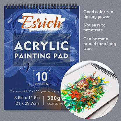 ESRICH 57PCS Acrylic Paint Canvas Painting Kit with 24 Paints | Acrylic Paint Set, Easel, Canvas, Painting Pads, Paint Brushes, Palette, Paint Knife, Brush Cup and Art Sponge for Beginners - style: 57